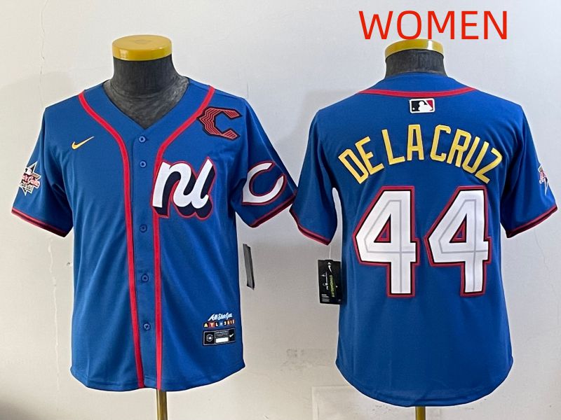 Women 2025 Cincinnati Reds #44 De Lacruz Blue All star Nike MLB Jersey style 03->women mlb jersey->Women Jersey